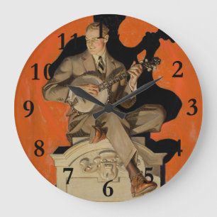 J.C. Leyendecker Banjo Player 1920 Art Deco Art Large Clock