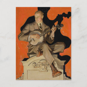 J.C. Leyendecker Banjo Player 1920 Art Deco Art Postcard
