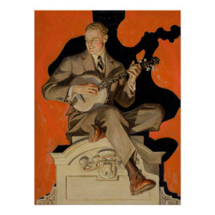 J.C. Leyendecker Banjo Player 1920 Art Deco Art Poster