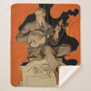 J.C. Leyendecker Banjo Player 1920 Art Deco Art Sherpa Blanket