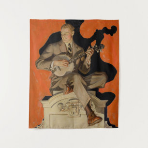 J.C. Leyendecker Banjo Player 1920 Art Deco Art Tapestry