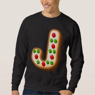 J Cutest Capital Christmas Cookie Alphabet Letter Sweatshirt