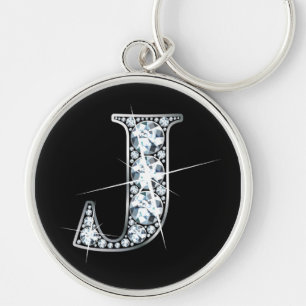 "J" Diamond Bling Keychain