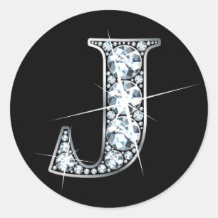 "J" Diamond Bling Sticker