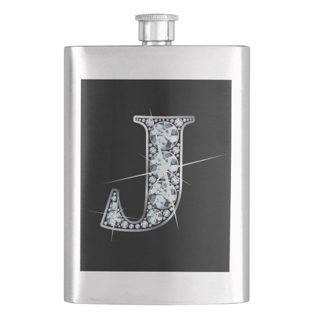 J Faux-"Diamond Bling" Hip Flask (Front)