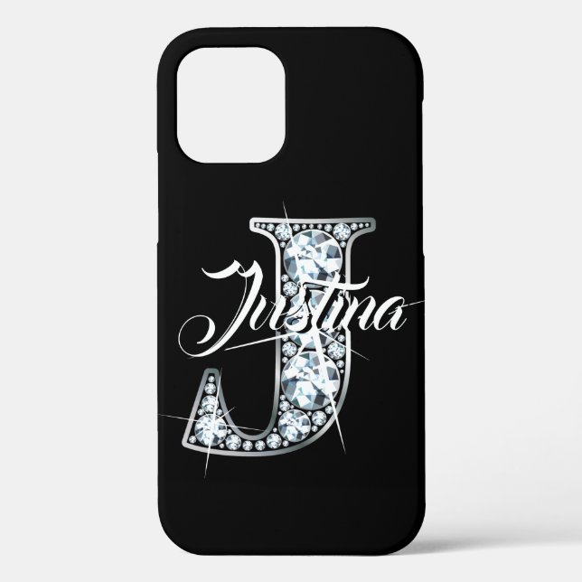 J Faux Diamond Bling Monogram Case-Mate iPhone Case (Back)