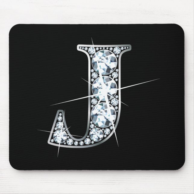 "J" Faux-"Diamond Bling" Mousepad (Front)