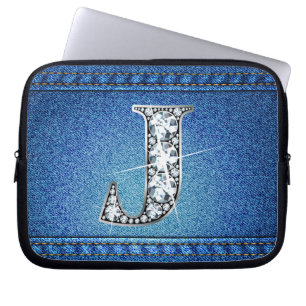 J Faux "Diamond" Denim Stitching Electronics Bag