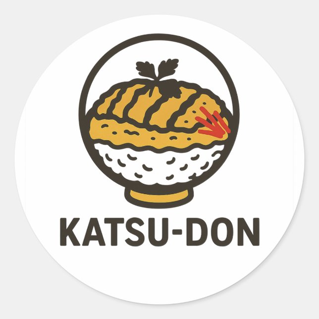 j.food Japanese Comfort Food: Katsu-Don Classic Round Sticker (Front)
