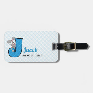 J for Jackrabbit Boys Monogram in Blue Luggage Tag