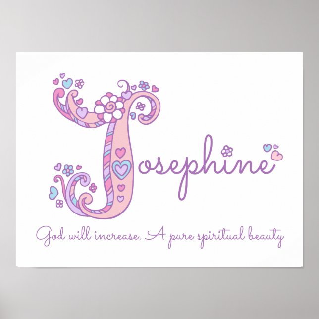 J for Josephine initial doodle art name meaning Poster (Front)