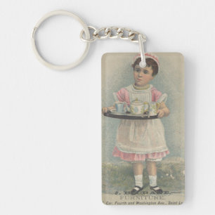 J.H. Crane Furniture Young Girl with Serving Tray Key Ring