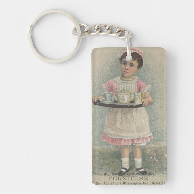 J.H. Crane Furniture Young Girl with Serving Tray  Key Ring (Front)