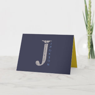 J Initial Collection Bar Mitzvah Thank-You Card