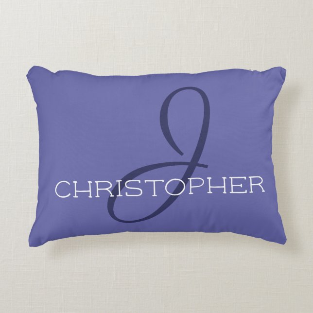 J Initial Custom Name Blue Periwinkle Decorative Cushion (Front)