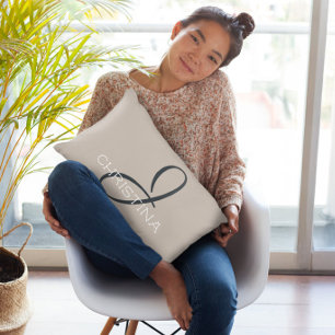 J Initial Personalised Name Neutral Taupe Tan Decorative Cushion
