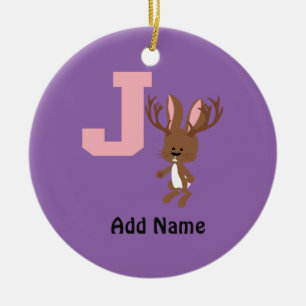 J is for Jackalope Ceramic Tree Decoration