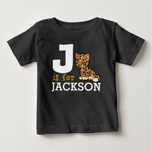 J is for JAGUAR & Kids Name Personalised Baby T-Shirt