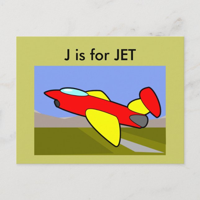 "J" is for Jet Alphabet Flashcard Postcard (Front)