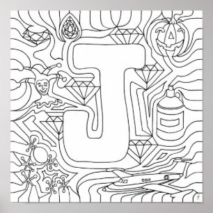J Is For Jewels Colour In Letter Poster