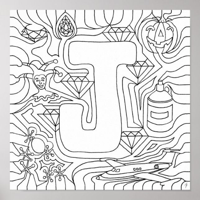 J Is For Jewels Colour In Letter Poster (Front)
