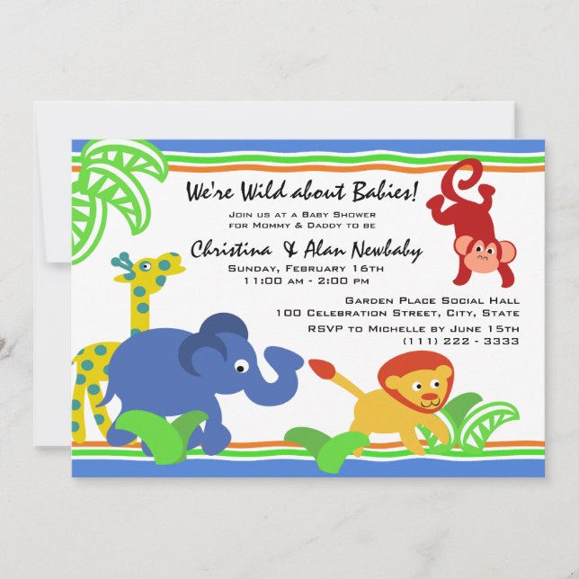 J is for Jungle Baby Shower Invitation (Front)
