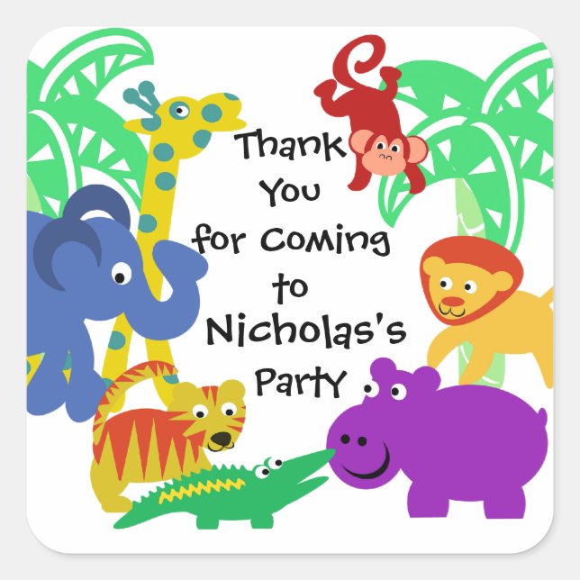 J is for Jungle Square Sticker (Front)