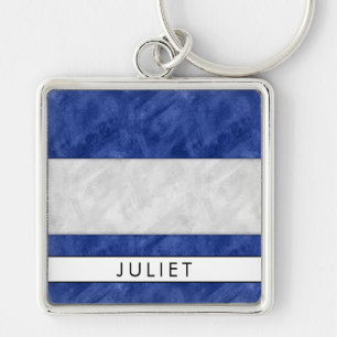 J Juliet Nautical Signal Flag + Your Name Key Ring