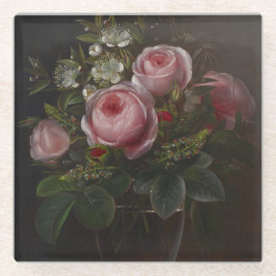 J.L. Jensen - Roses and Tree Anemones in a ... Glass Coaster
