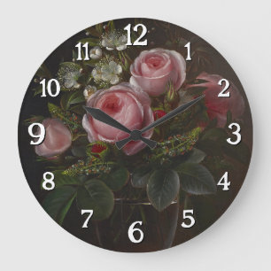 J.L. Jensen - Roses and Tree Anemones in a ... Large Clock
