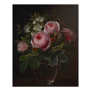 J.L. Jensen - Roses and Tree Anemones in a ... Poster