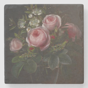 J.L. Jensen - Roses and Tree Anemones in a ... Stone Coaster