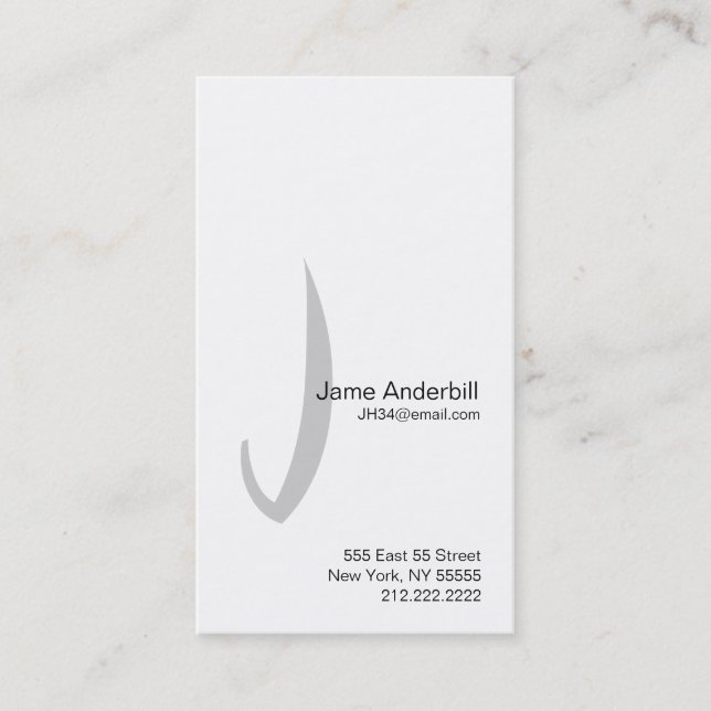 J Letter Alphabet Business Card Grey (Front)