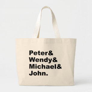 J.M. Barrie's Peter Pan   Peter Wendy Michael John Large Tote Bag