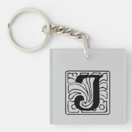 J Monogram black Key Ring