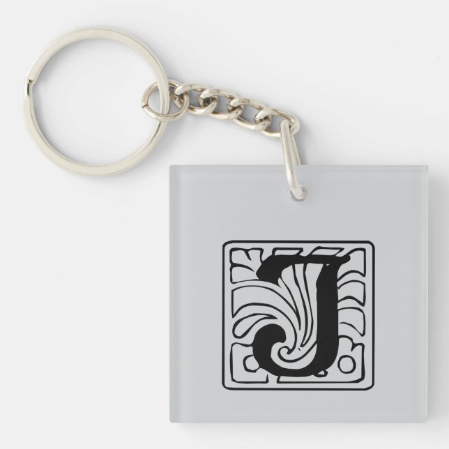 J Monogram black Key Ring (Front)