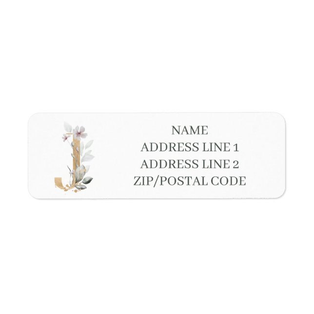 J Monogram Floral Personalised Label (Front)