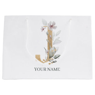 J Monogram Floral Personalised Large Gift Bag