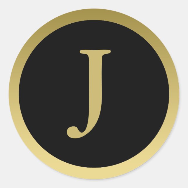 J :: Monogram J Elegant Gold and Black Stickers (Front)