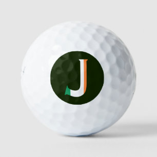 J Monogram overlaid on Irish Flag be6 gbcnt Golf Balls