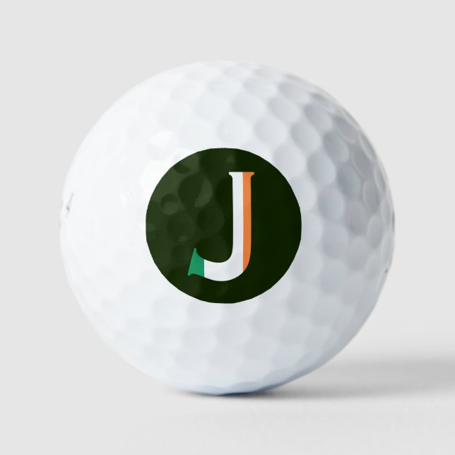 J Monogram overlaid on Irish Flag be6 gbcnt Golf Balls (Front)