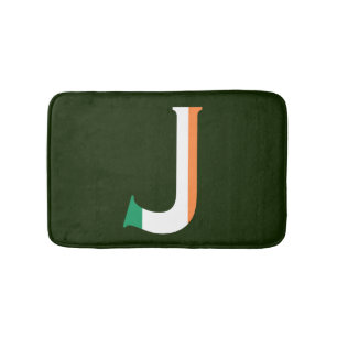 J Monogram overlaid on Irish Flag bmcn Bath Mat