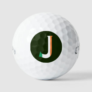 J Monogram overlaid on Irish Flag css gbcnt Golf Balls