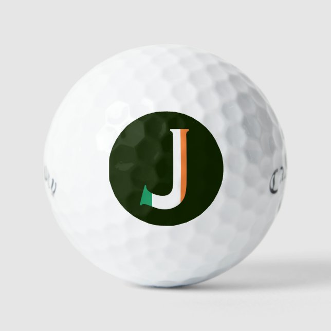 J Monogram overlaid on Irish Flag css gbcnt Golf Balls (Front)