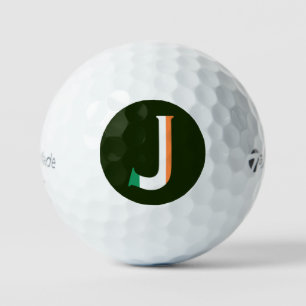 J Monogram overlaid on Irish Flag tmtp5 gbcnt Golf Balls