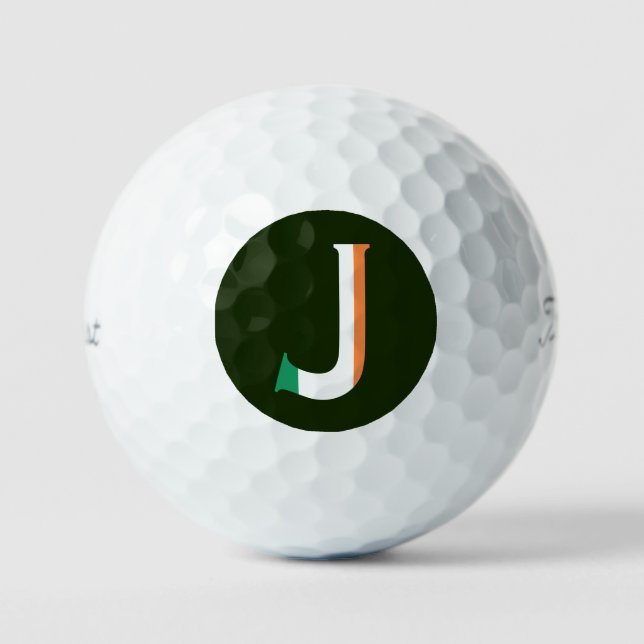 J Monogram overlaid on Irish Flag tpv1 gbcnt Golf Balls (Front)