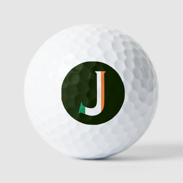 J Monogram overlaid on Irish Flag va gbcnt Golf Balls (Front)