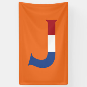 J Monogram overlaid on NLD flag on or bnrcnt Banner