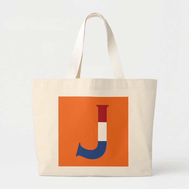 J Monogram overlaid on NLD Flag on or jtcnt Large Tote Bag (Front)