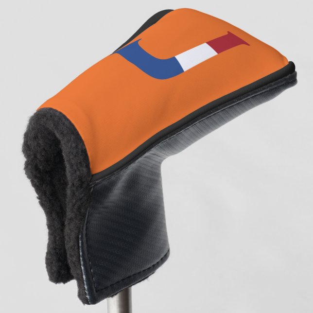 J Monogram overlaid on NLD Flag on or pccn Golf Head Cover (3/4 Front)